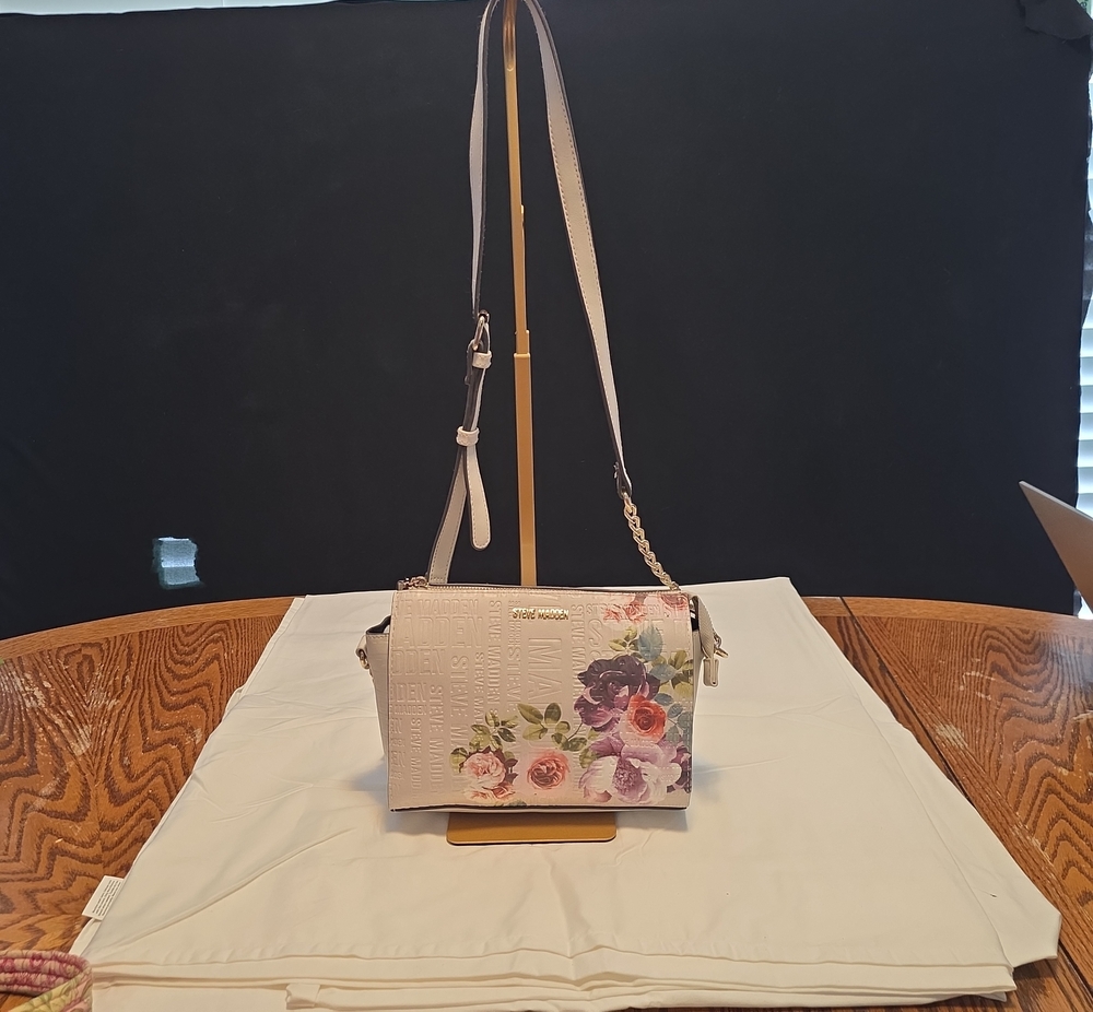 Michael Kors Cream Floral Crossbody Bag with Gold-Tone Hardware
